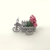 White wooden hand-pushed food cart with flower POTS, camping stall cart, flatbed four-wheel storage rack Specification image